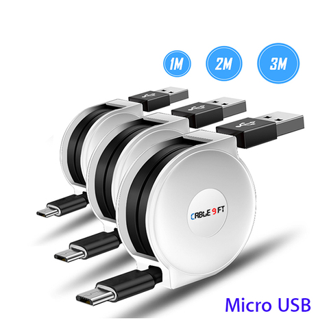 Cable de carga retráctil Micro USB de 2/3 metros, Cable de carga portátil para Samsung Galaxy J3 J5 J7 2017 Redmi 8 7A 7 6 ► Foto 1/5