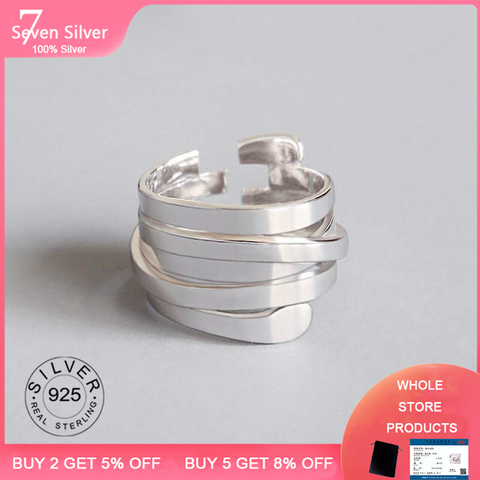 Retro 925 de plata esterlina anillo de señora de las mujeres Vintage Punk INS ancho simple calado cadena joyería de personalidad Anillos ► Foto 1/6