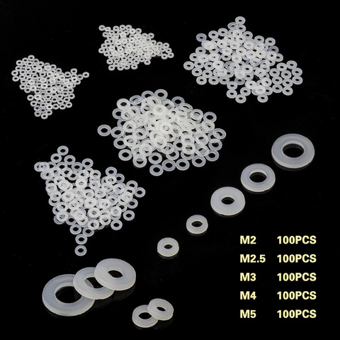 100 unids/set de plástico blanco de arandela de Nylon M2 M2.5 M3 M4 M5 M6 M8 Nylon plana separador arandela de sellado anillo de junta ► Foto 1/6