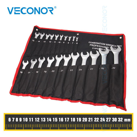 Veconor-Conjunto de llaves de combinación abierta y extremo de caja métrico, cromo vanadio, herramientas manuales de reparación para Coche y Casa, 6 ~ 32mm, 21 Uds. ► Foto 1/6