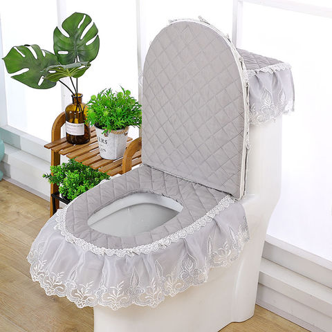 Fyjacon-Funda de asiento de inodoro, cubierta de decoración de baño, estuche de baño lavable, taburete, 3 uds. ► Foto 1/6