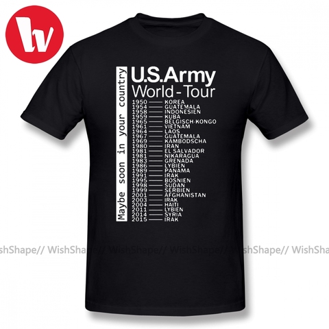 Guerra de Vietnam camiseta ejército mundo Tour camiseta hombres carta impresión pantalón corto Casual de manga clásico Tee camisa divertido T camisas ► Foto 1/6