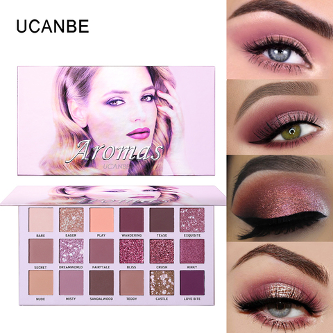 UCANBE-paleta de sombras de ojos Nude, 18 colores, brillo mate, brillo rosa, pigmento cosmético impermeable ► Foto 1/6