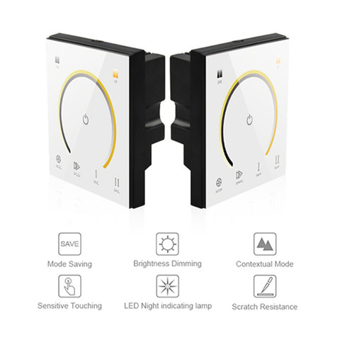 Panel de atenuador de luz táctil inteligente, controlador CCT de cc 12V 24V 16A, interruptor de pared para tira de luces LED de temperatura de Color, foco ► Foto 1/6