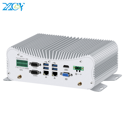 XCY-Mini PC Intel Core Sin ventilador, i7 10510U i5 10210U 2xDDR4 RS232 RS422 RS485 2xLAN WiFi LPT PS/2 HDMI VGA 4G LTE SIM GPIO 6xUSB ► Foto 1/6
