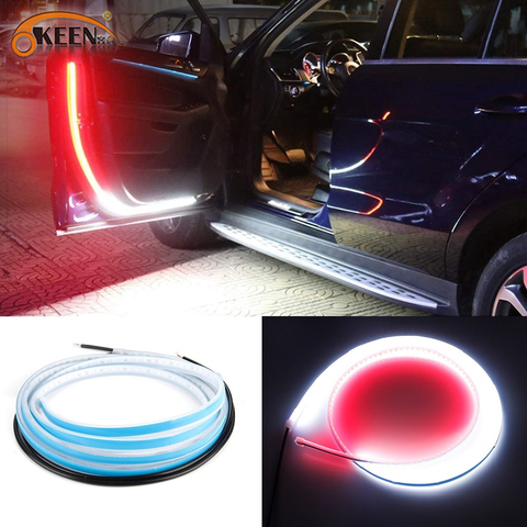 OKEEN-Luz LED estroboscópica Flexible para puerta de coche, tira de luz de advertencia de apertura de puerta de doble Color, de seguridad duraderas luces laterales, 47 pulgadas, 2 uds. ► Foto 1/6