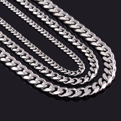 Collar de cadena cubana de acero inoxidable para hombre, cadena de eslabones de acero inoxidable, resistente al agua, de 3,5mm-7mm, joyería de regalo ► Foto 1/4