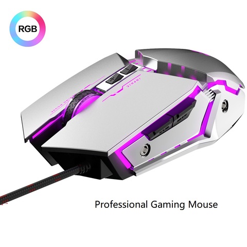 Ratón óptico PW2 para juegos, Mouse USB con 6 botones, retroiluminación RGB, silencioso, ergonómico, LED, 4800 DPI, para PC, portátil y LOL ► Foto 1/6