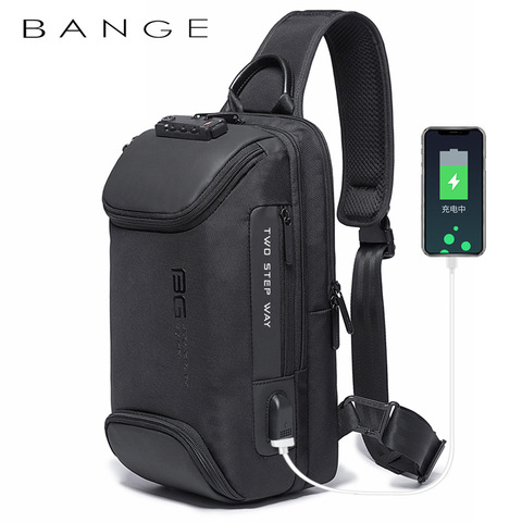 Bange-Bolso cruzado Oxford multifuncional para hombre, bolsa de hombro antirrobo, de viaje, de pecho con carga USB ► Foto 1/6