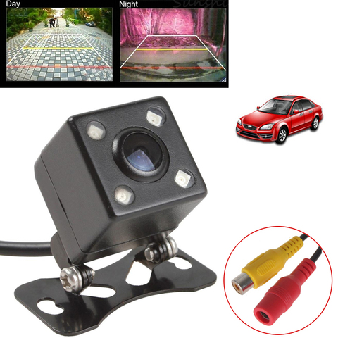 Universal impermeable cámara de visión trasera de ángulo ancho coche cámara CCD para reversa 4 luz LED de la visión nocturna de la Cámara de asistencia de estacionamiento ► Foto 1/6