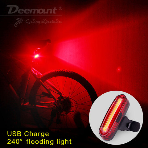 Deemount 100 lm recargable cob led usb mountain bike mtb de la bicicleta de la luz posterior de la bicicleta de advertencia de seguridad luz trasera luz trasera de la lámpara ► Foto 1/6