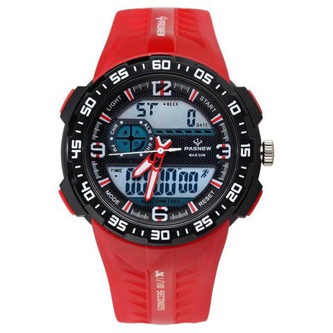 Pasnew-reloj deportivo de cuarzo para hombre, cronógrafo con pantalla Dual a la moda, color rojo, novedad de 2022 ► Foto 1/6