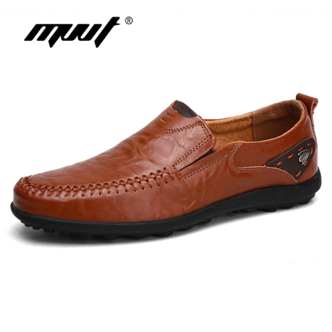 Zapatos informales de piel auténtica para hombre, mocasines suaves, planos, de marca, a la moda, zapatos con conducción transpirable ► Foto 1/6