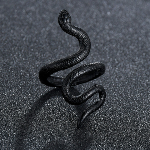 Anillo de serpiente gótico para hombre y Mujer, joyería de fiesta ajustable, góticas, color negro, exageradas, regalo ► Foto 1/2