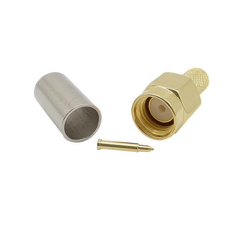 ALLiSHOP-enchufe de broches macho SMA, 10 uds, Latón chapado en oro, 50 ohmios, coaxial RF estándar, SMA para conector RG-58 LMR-195 RG142 RG400 ► Foto 1/3