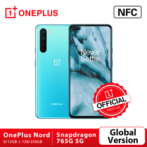 OnePlus Nord 5G móvil, OnePlus Official Store, 8GB + 765 GB, 128, 90Hz, Snapdragon 6,44G, teléfono móvil con Pantalla AMOLED, cámara cuádruple de 48MP, Warp Charge 30T, versión Global,code:21LOVEYOU5(€50-5);21LOVEYOU12 ► Foto 1/6