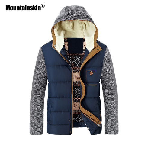 Abrigo de invierno Mountainskin, Parkas cálidas para hombre, abrigos de algodón de lana gruesa, chaquetas delgadas para hombre, Abrigo con capucha, ropa de marca para hombre SA830 ► Foto 1/6