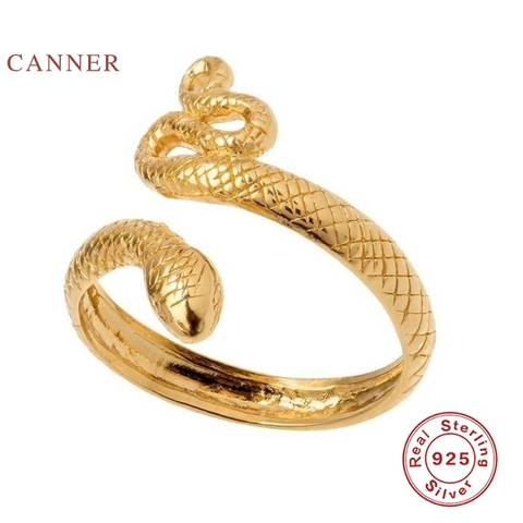 CANNER-Anillo de plata de primera ley con forma de serpiente para mujer, sortija, plata esterlina 100% Plata de Ley 925, estilo Retro, boda ► Foto 1/6