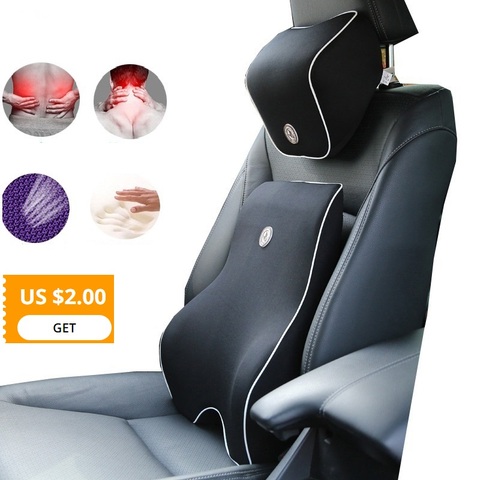 Auto Cushion almohada de cintura para coche cojín Lumbar de apoyo para asiento de coche soporte de cuello almohada de espuma de memoria de dolor de espalda baja ► Foto 1/6