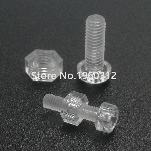 Juego de 50 tuercas hexagonales de nailon, plástico transparente acrílico, M3, M4, Phillips, tornillo de cabeza transversal L = 6-20 ► Foto 1/4