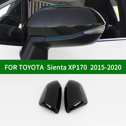 Para TOYOTA Sienta XP170 2015-2022 cubierta de espejo retrovisor de coche de accesorios de fibra de carbono negro señal de giro lateral espejo cubre ► Foto 1/4