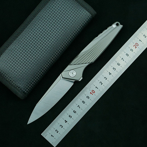 LEMIFSHE-cuchillo plegable M390, hoja de titanio, mango de aleación, para acampar al aire libre, supervivencia, cocina, fruta, EDC, herramienta de regalo, cuchillo ► Foto 1/6