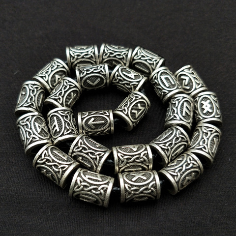 Uds nórdico cuentas Runas para fabricación de joyería Diy Artesanía de Metal Runas Vikingas joyería rúnico Carta del encanto del grano pulsera de Viking ► Foto 1/6