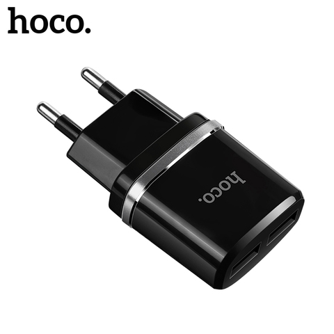 HOCO-cargador USB Dual Universal, cargador de pared de 5V, 2.4A, enchufes de la UE portátiles para iPhone XS, XR, Samsung, Xiaomi, Adaptador Doble de carga ► Foto 1/6