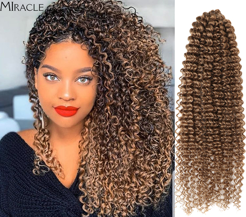 Trenzas de ganchillo Miracle Brown, pelo sintético de 19 pulgadas, Pelo Rizado trenza color degradado, extenciones de cabello trenzado, 85g/Ud. ► Foto 1/6