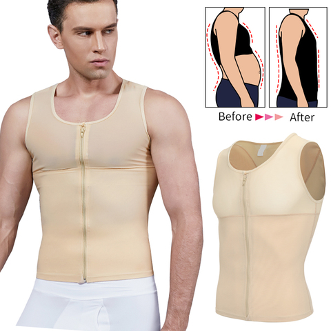 Hombre para adelgazamiento de cuerpo ginecomastia camisas de compresión Control de abdomen bragas y tangas cintura entrenador pecho Abs chaleco delgado hombre corsé ► Foto 1/6