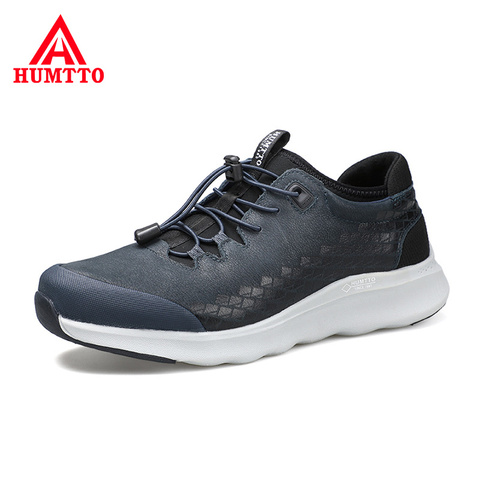 Zapatos de Trekking de cuero genuino para hombre, zapatillas ligeras antideslizantes de banda elástica resistente al desgaste, para exteriores y senderismo ► Foto 1/6