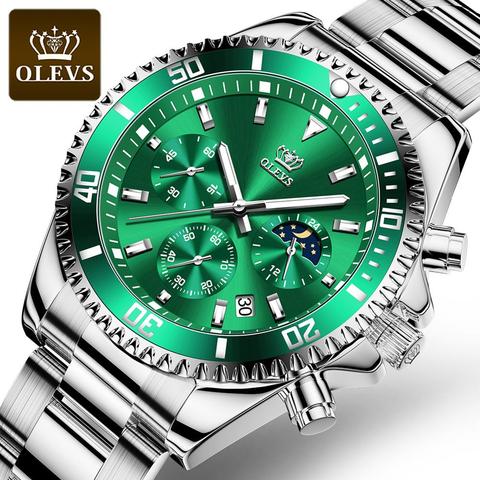 OLEVS-Reloj de pulsera de cuarzo para hombre, resistente al agua, de lujo, con correa de acero inoxidable, con fecha, deportivo ► Foto 1/6