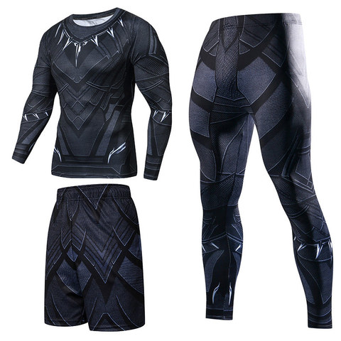 Ropa Deportiva de superhéroes para hombre, trajes deportivos de compresión, ropa de secado rápido, corredores deportivos, entrenamiento, gimnasio, Fitness, conjunto para correr ► Foto 1/6