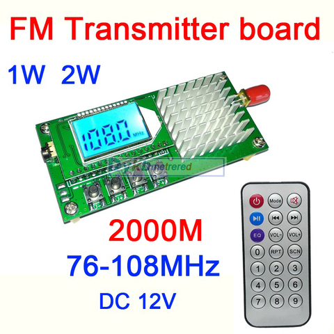 Transmisor FM DC 12V 1W 2W FM estéreo audio tablero transmisor módulo Radio Rural transmisión 76-108MHz control remoto reproductor MP3 ► Foto 1/6