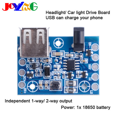 JYL5001-Placa de conducción LED para faros delanteros placa de circuito de batería x18650, carga USB a teléfono móvil, piezas para faros delanteros T6/ U2/ Q5, 1 unidad ► Foto 1/3