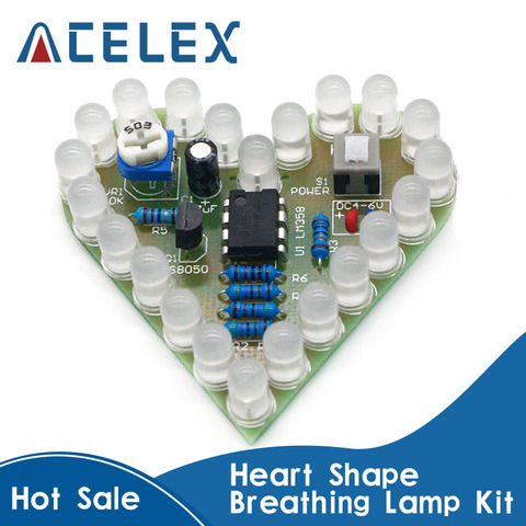 Kit de lámpara de respiración en forma de corazón, juego de lámpara LED de respiración de cc 4V-6V, rojo, blanco, azul y verde, DIY, producción electrónica para aprendizaje ► Foto 1/6