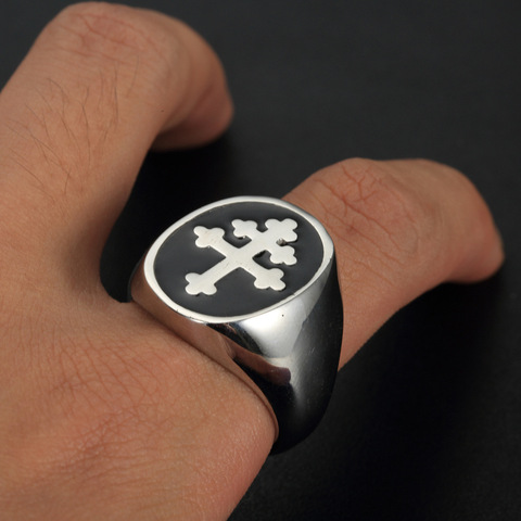 Nueva moda anillo con patrón de Cruz para hombre, anillo de Metal, accesorios de joyería para fiesta, joyería ► Foto 1/1