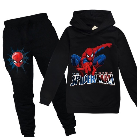 Disney-sudaderas con capucha para niños y niñas, pantalones, traje de dibujos animados de Spiderman, ropa para niños, sudaderas, Jersey informal de moda, pantalón para correr ► Foto 1/6