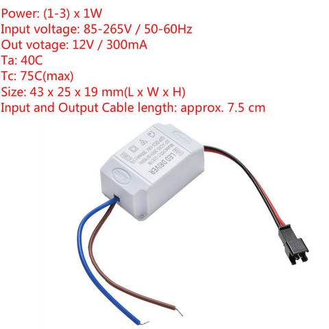 Transformador electrónico controlador de fuente de alimentación LED adaptador 3X1W Simple AC 85V-265V a DC 2V-12V 300mA controlador de tira LED ► Foto 1/6