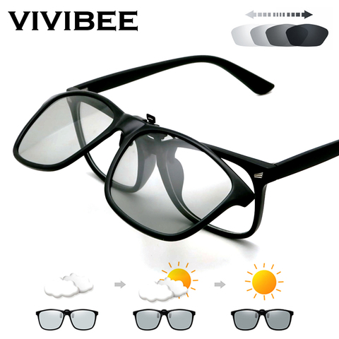 VIVIBEE 2022 polarizadas piloto abatible hacia arriba Clip en gafas de sol hombres fotosensibles polarizada mujer gafas de sol de cambio de Color conducir de noche ► Foto 1/6