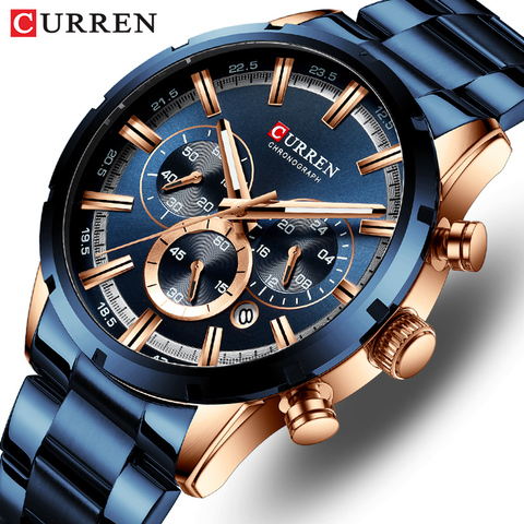 Reloj CURREN para hombre, de lujo, deportivo, de cuarzo, relojes para hombre de acero completo, cronógrafo resistente al agua, reloj de pulsera para hombre, reloj Masculino ► Foto 1/6