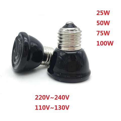 Mini lámpara de calentamiento de cerámica infrarroja para reptiles de mascotas 110V 220V bombilla de luz del emisor de calor 25W 50W 75W 100W ► Foto 1/6