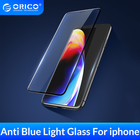 Protector de pantalla de vidrio templado ORICO para iphone X XS XR XS Max Anti Blue Light 3D vidrio templado curvado endurecido para iphone ► Foto 1/6