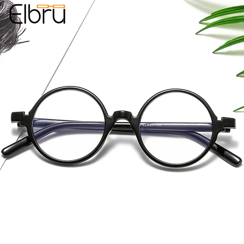 Elbru-gafas redondas personalizadas para hombre y mujer, lentes transparentes, ultralivianas, antiazules ► Foto 1/4