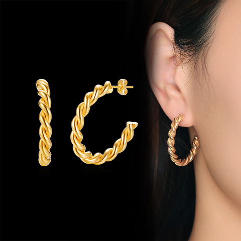 Vnox-pendientes de aro de acero inoxidable para mujer, aretes sencillos, trenzados, para fiesta ► Foto 1/6