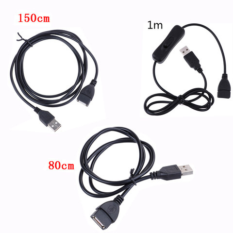 Cable USB de 1M, interruptor de encendido macho a hembra, conmutador de Cable para lámpara LED de encendido, línea electrónica negra, conversión de Fecha ► Foto 1/6
