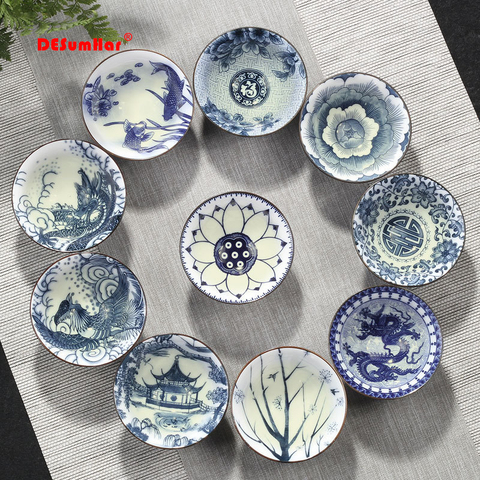 4 unids/set azul y blanco taza de té de porcelana pintado a mano cono taza de té chino diseño de estilo tazas de té accesorios Puer, taza ► Foto 1/6