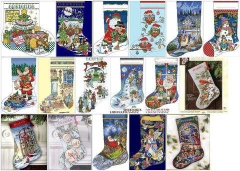 Fotos de calcetines de Navidad, 100% hilos de algodón, conjuntos de punto de cruz, estilos encantadores, Kit de punto de cruz contados, 4 2 ► Foto 1/6