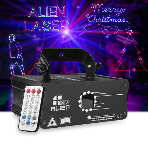 ALIEN-proyector láser de animación para DJ, dispositivo de proyección de 500mW, 1W, RGB, efecto de Iluminación láser para escenario, Bluetooth, aplicación remota, escáner DMX, luces de Fiesta Disco ► Foto 1/6