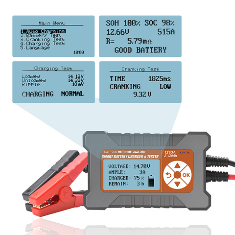 Lancol-cargador de batería de coche Cat200, 12V, 3A, probador, pantalla LCD automática inteligente, herramienta de diagnóstico, CCA40-2000 ► Foto 1/5